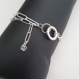 Sølv kæde armbånd med lange led og ringlås